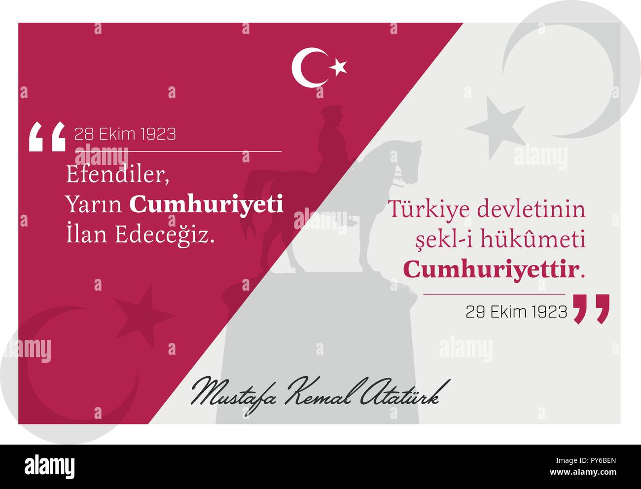 Der Tag der Ankündigung der Republik in der Türkei 29. Oktober 1923. Türkischen nationalen Tag der Republik. Stock Vektor