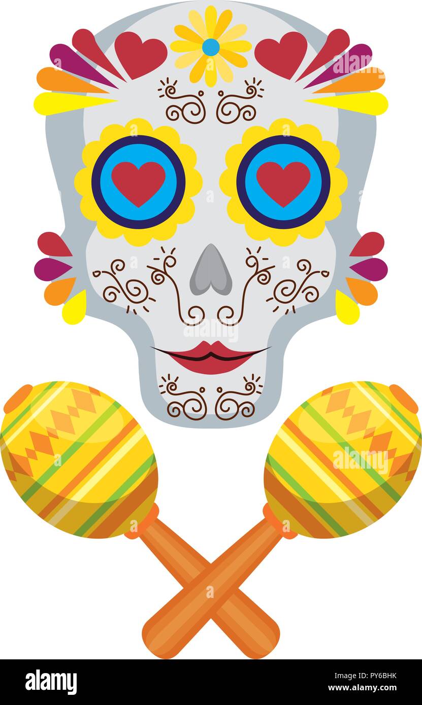 Maske des Santa Tod mit Maracas Vector Illustration Design Stock Vektor