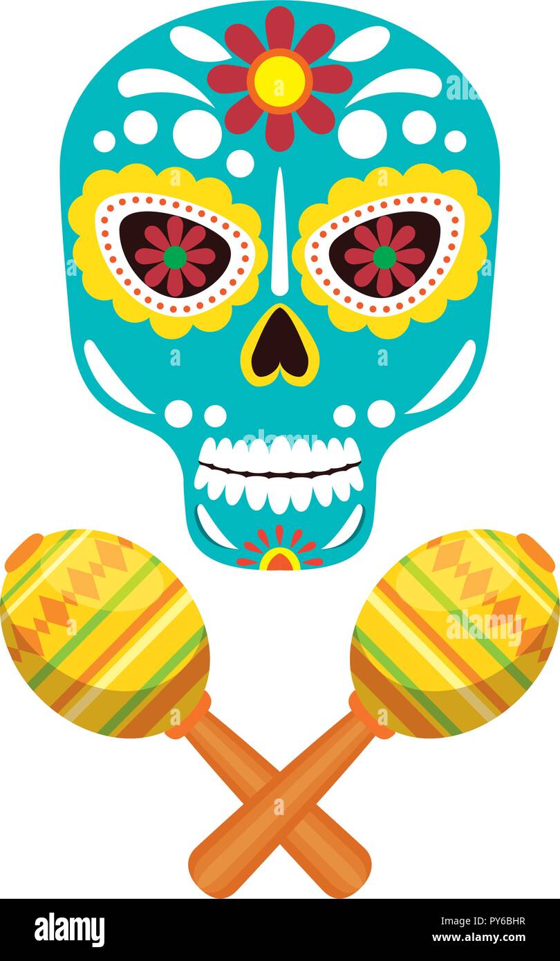 Maske des Santa Tod mit Maracas Vector Illustration Design Stock Vektor