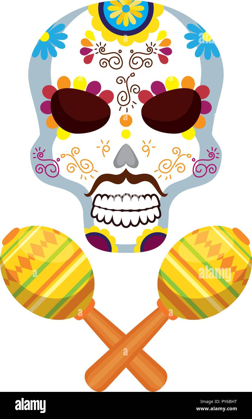 Maske des Santa Tod mit Maracas Vector Illustration Design Stock Vektor