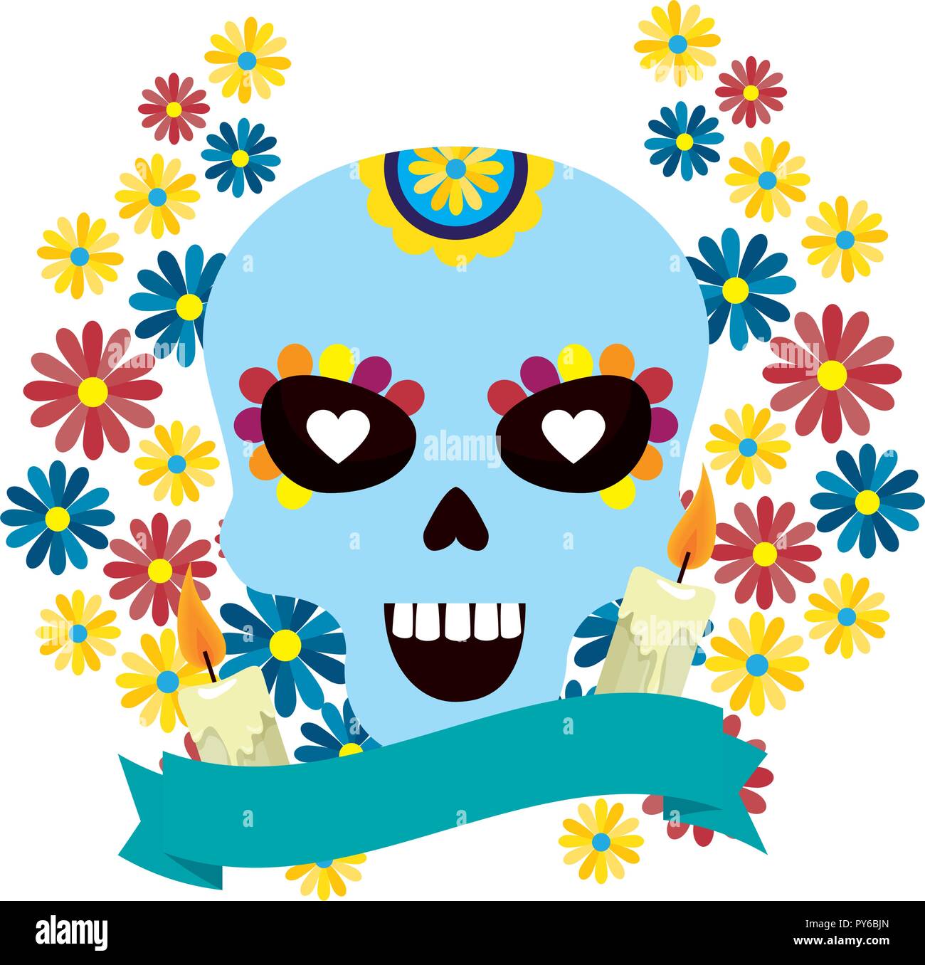 Maske des Santa Tod mit Blumen Vector Illustration Design Stock Vektor