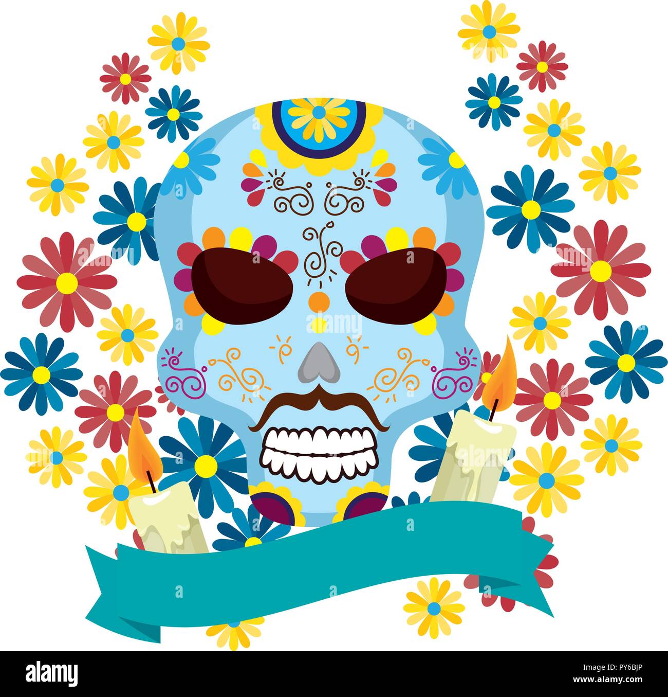 Maske des Santa Tod mit Blumen Vector Illustration Design Stock Vektor