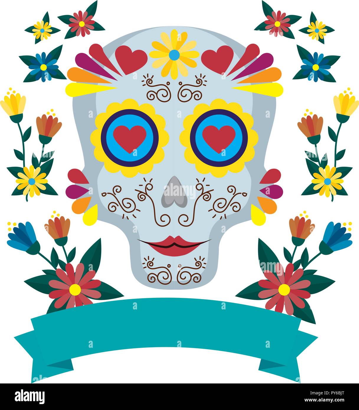 Maske des Santa Tod mit Blumen Vector Illustration Design Stock Vektor