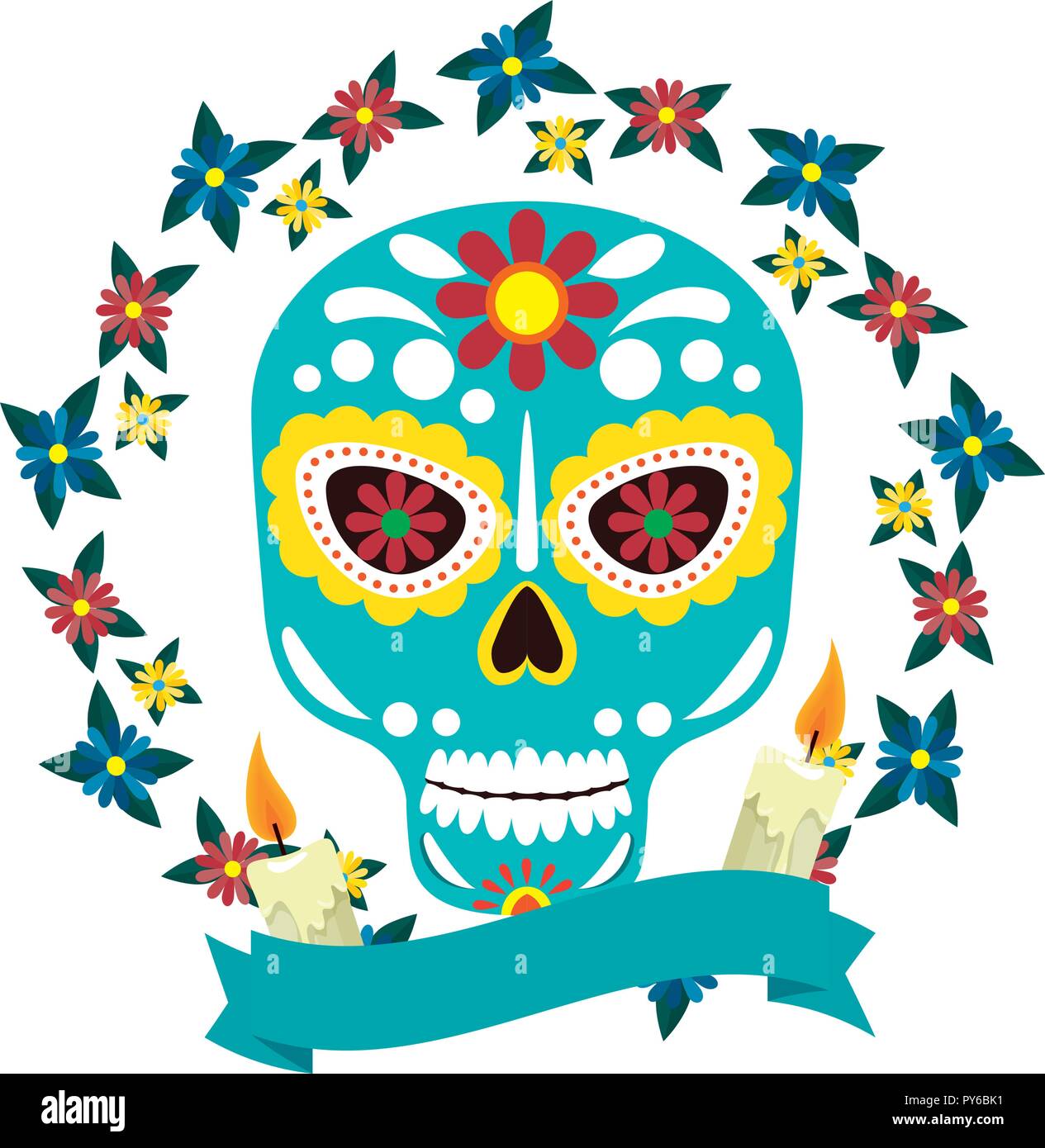 Maske des Santa Tod mit Blumen Vector Illustration Design Stock Vektor