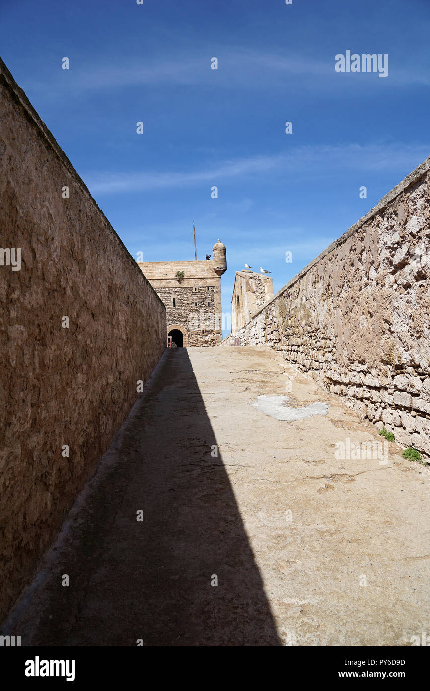 Zugriff auf Skala du Port, Essaouira, Marokko. Stockfoto