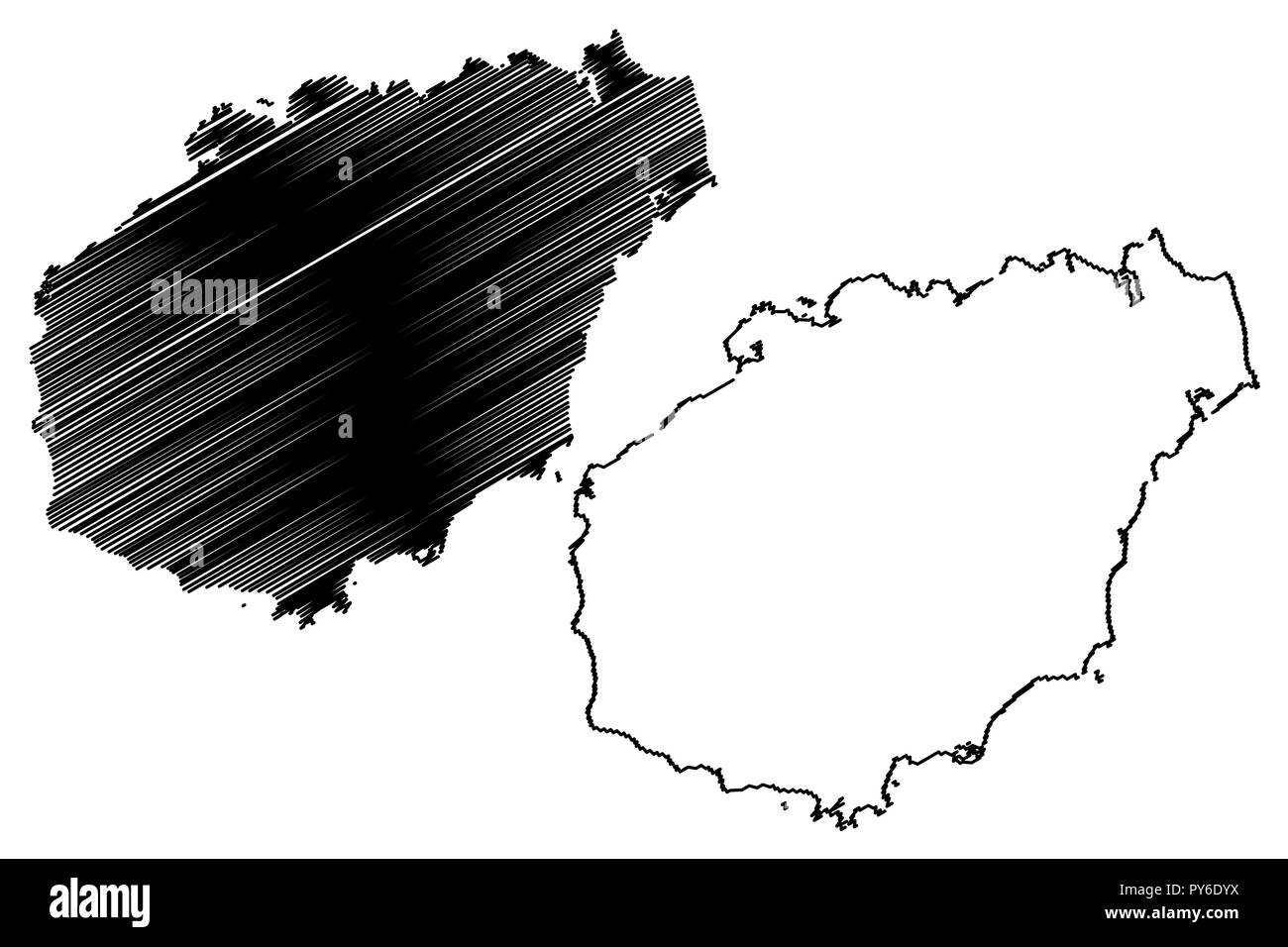 Hainan Provinz (administrative divisions von China, China, Volksrepublik China, VR China) Karte Vektor-illustration, kritzeln Skizze Hainan Insel Karte Stock Vektor