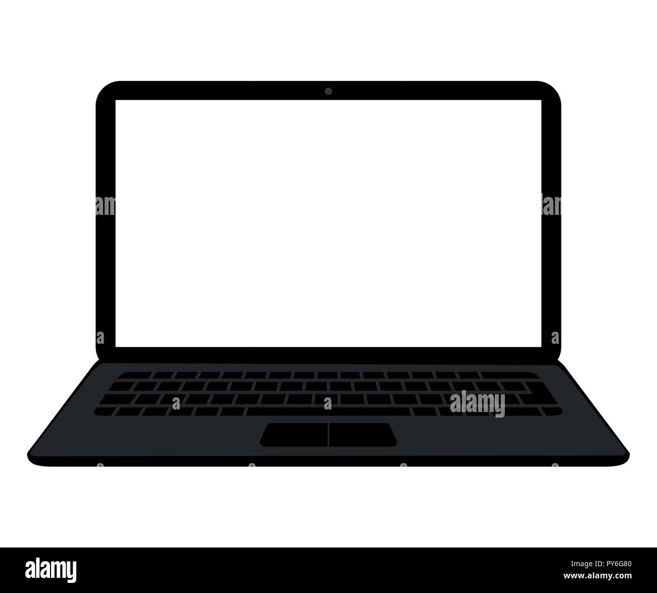 Offen Laptop mit weißer Bildschirm auf einem weißen Hintergrund Vektor-illustration EPS 10 isoliert Stock Vektor