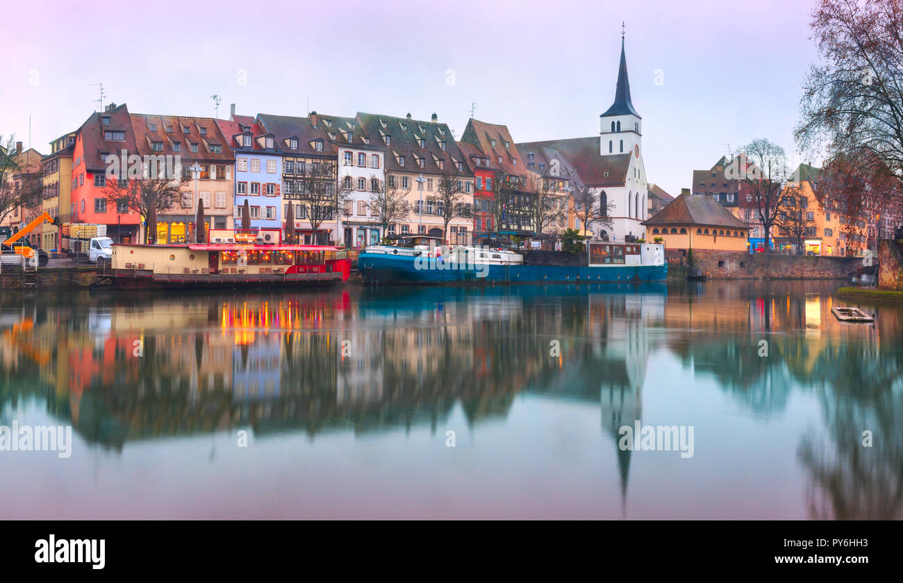 Morgen-Damm in Straßburg, Elsass Stockfoto