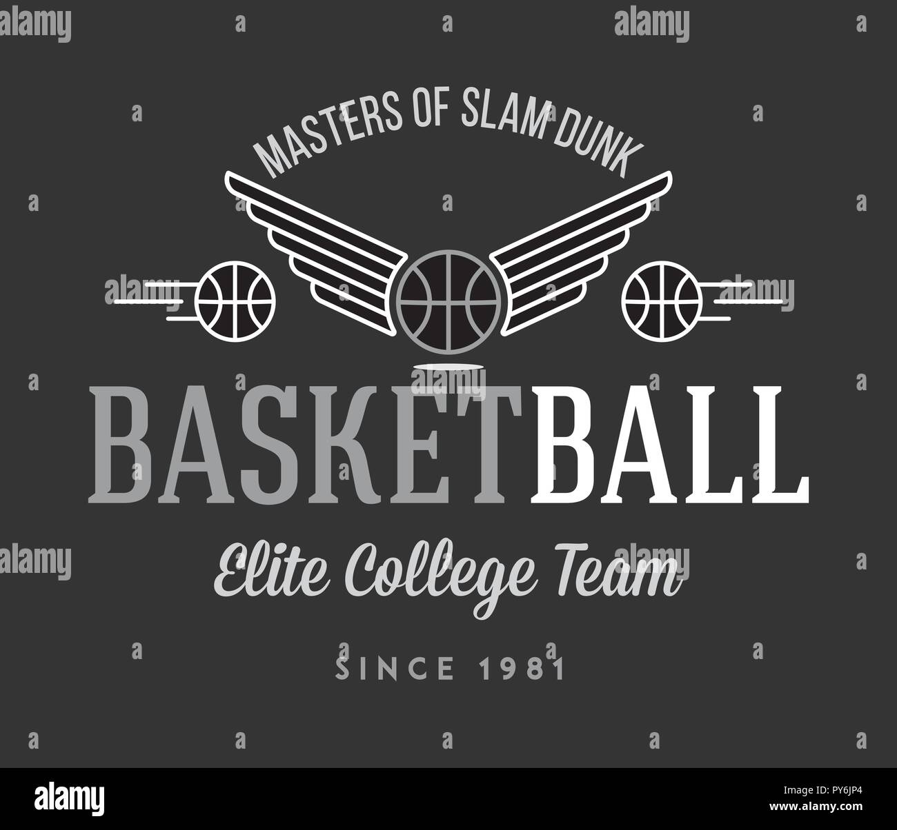 Basketball College Team weiss auf schwarz ist ein Vektor Illustration über Sport Stock Vektor