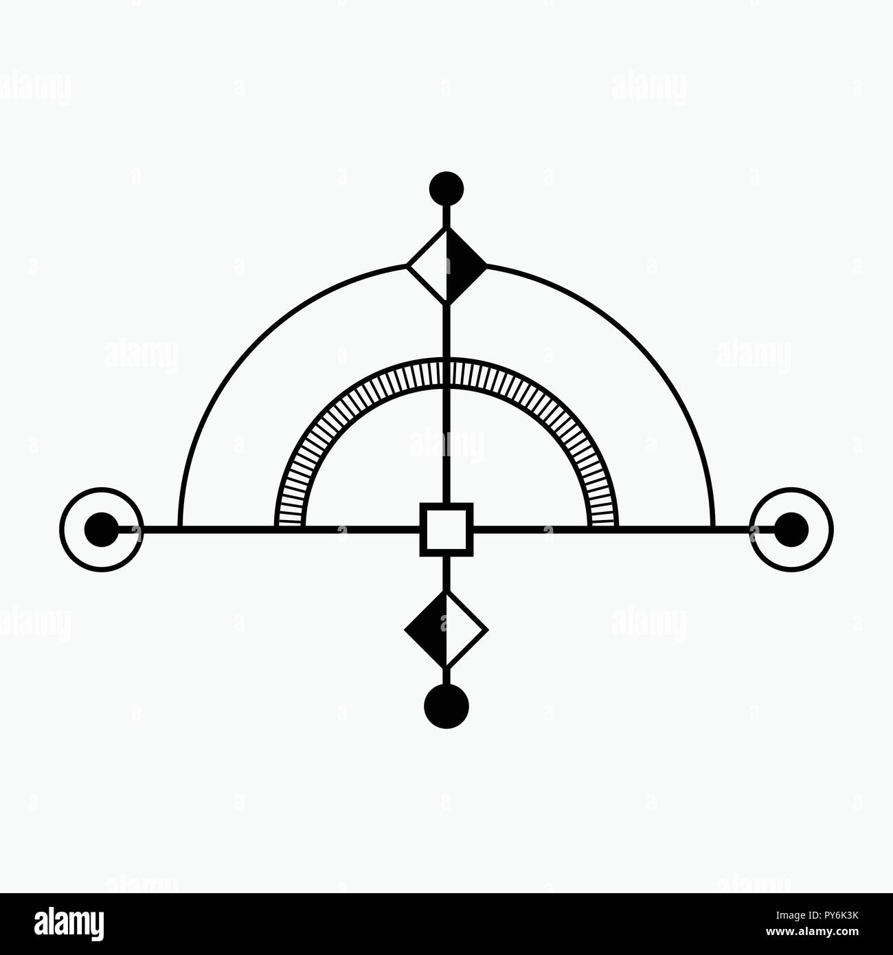 Abstrakte geometrische Symbol. Heilige Geometrie unterzeichnen. Konzept der Fantasie, Magie, Alchemie, Religion, Philosophie, Spiritualität, Okkultismus, Kreativität. Li Stock Vektor