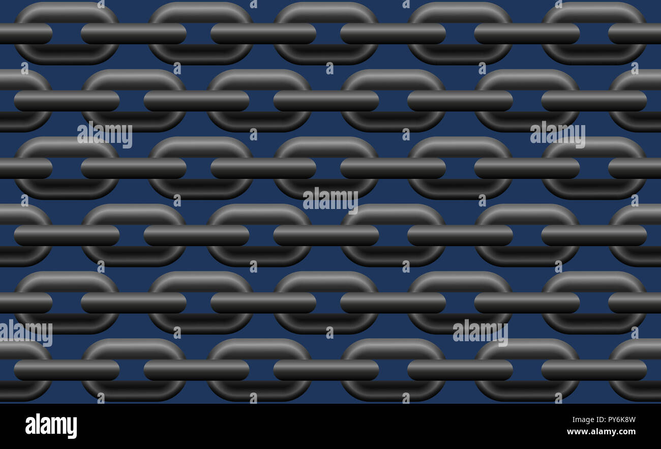 Stahl Kette Muster. Nahtlose erweiterbar, blauen Hintergrund. Stockfoto