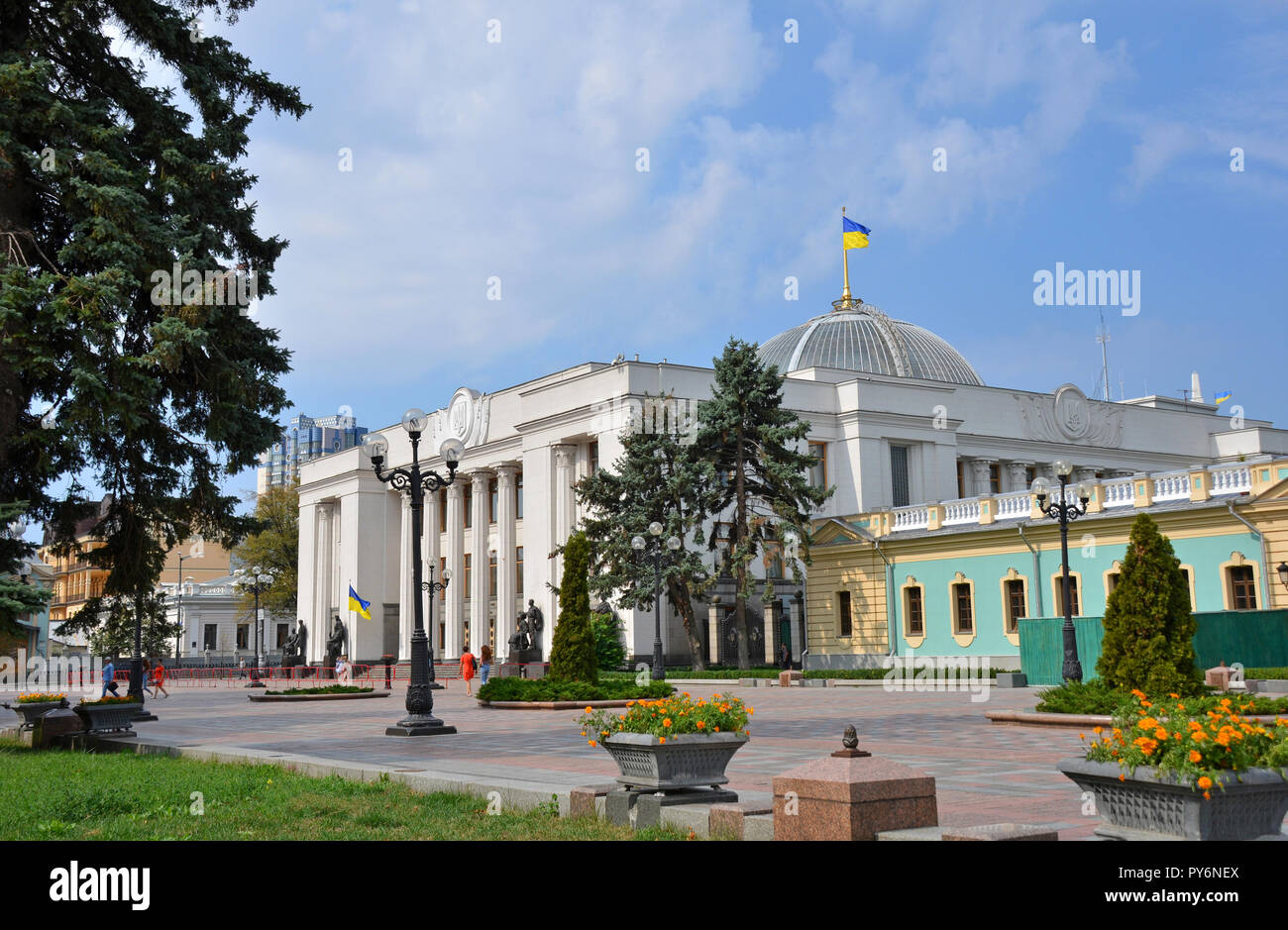 Kiew, Ukraine - 27. AUGUST 2017: Gebäude des ukrainischen Parlaments. Verhovna Rada. Stockfoto