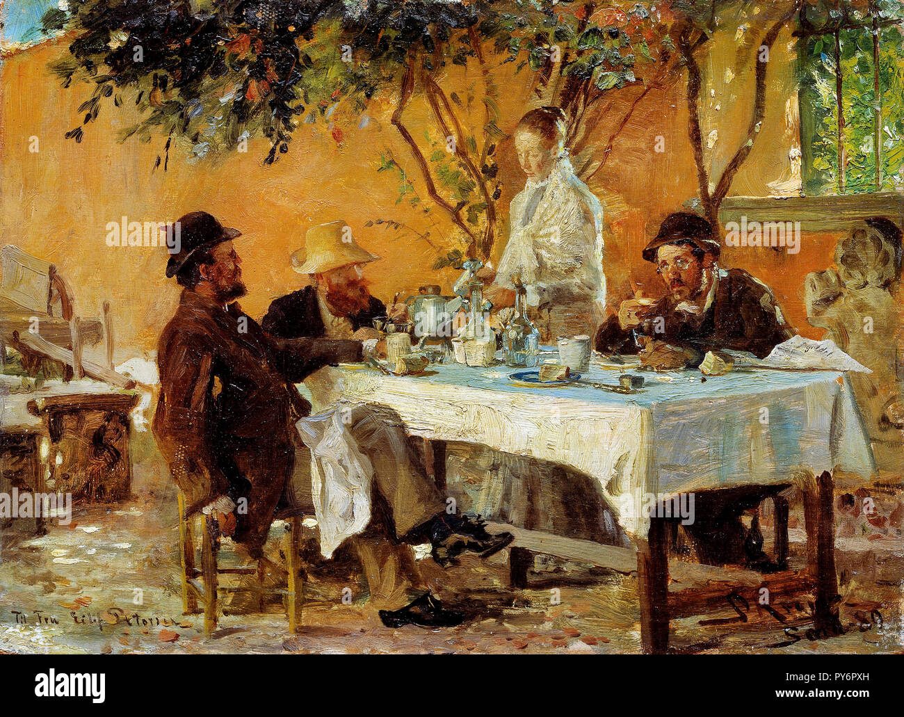 Peder Severin Kroyer, Frokost ich Sora 1880 Öl auf Leinwand, National Gallery von Norwegen, Oslo, Norwegen. Stockfoto