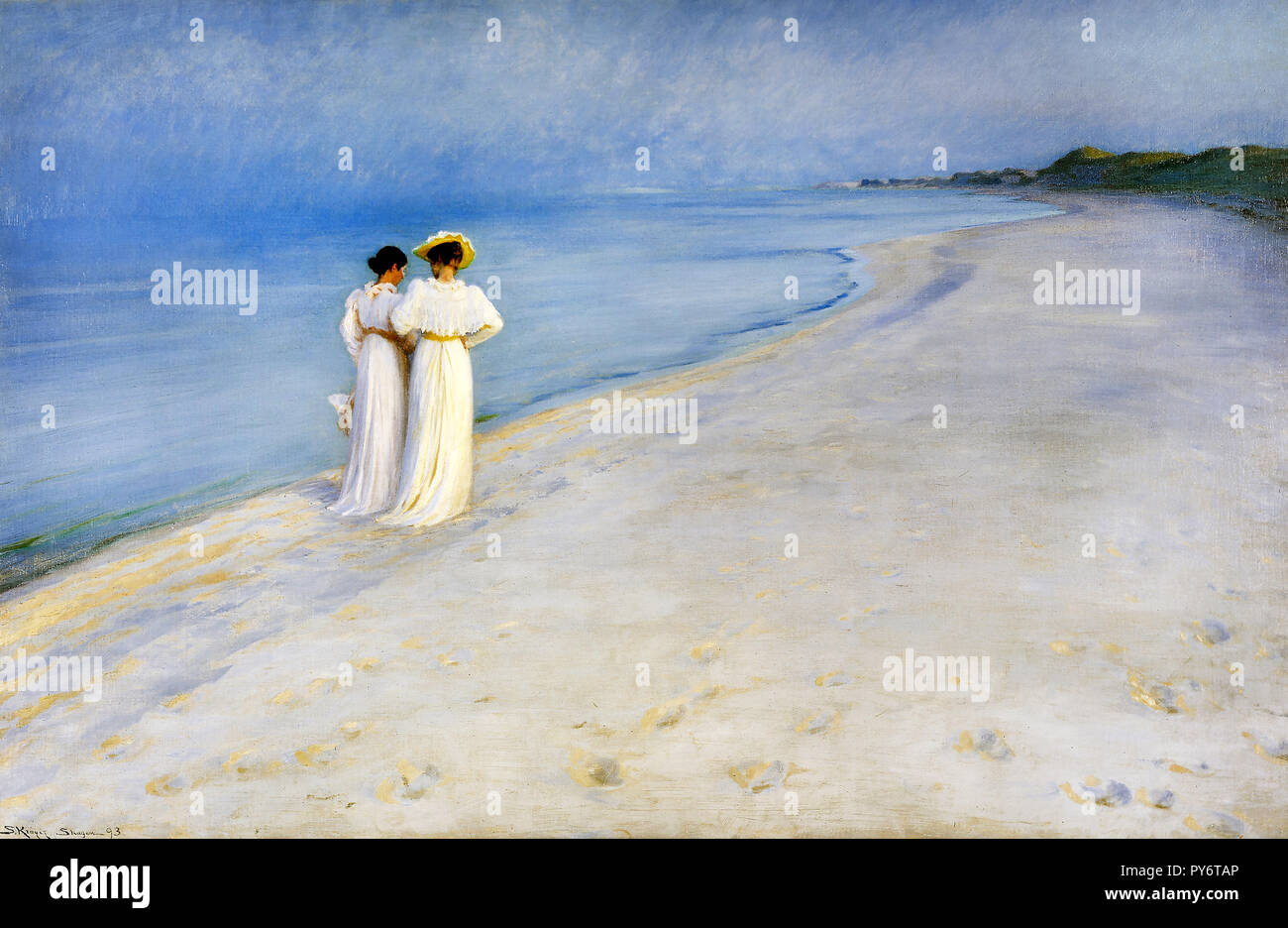 Peder Severin Kroyer, Sommerabend auf der südlichen Strand 1893 Öl auf Leinwand, Skagens Museum, Skagen, Dänemark. Stockfoto