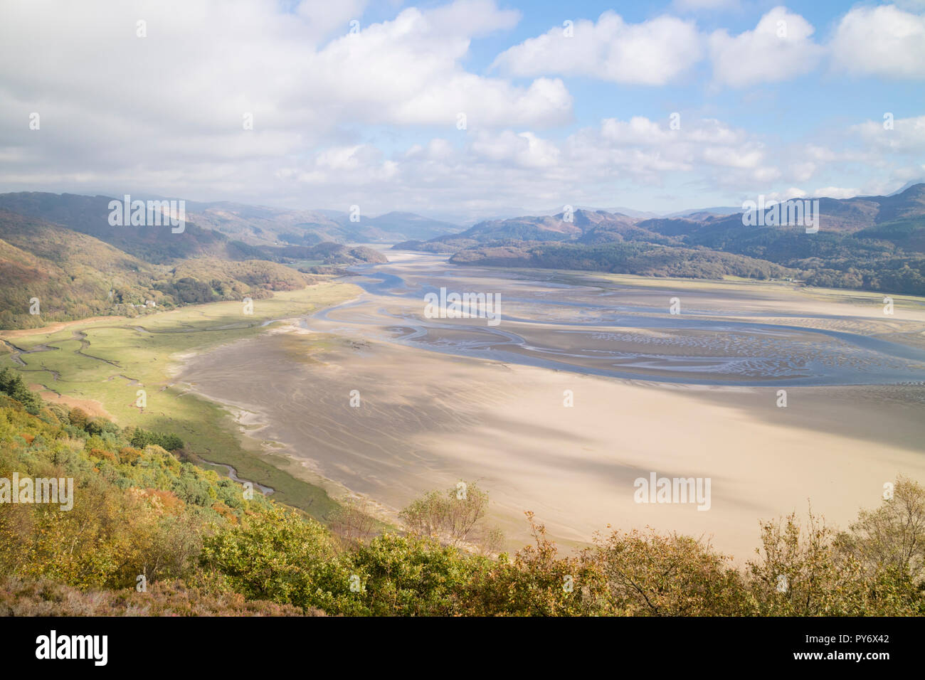 Auf der Suche des Mawddach Estuary, Snowdonia National Park, North Wales, UK Stockfoto