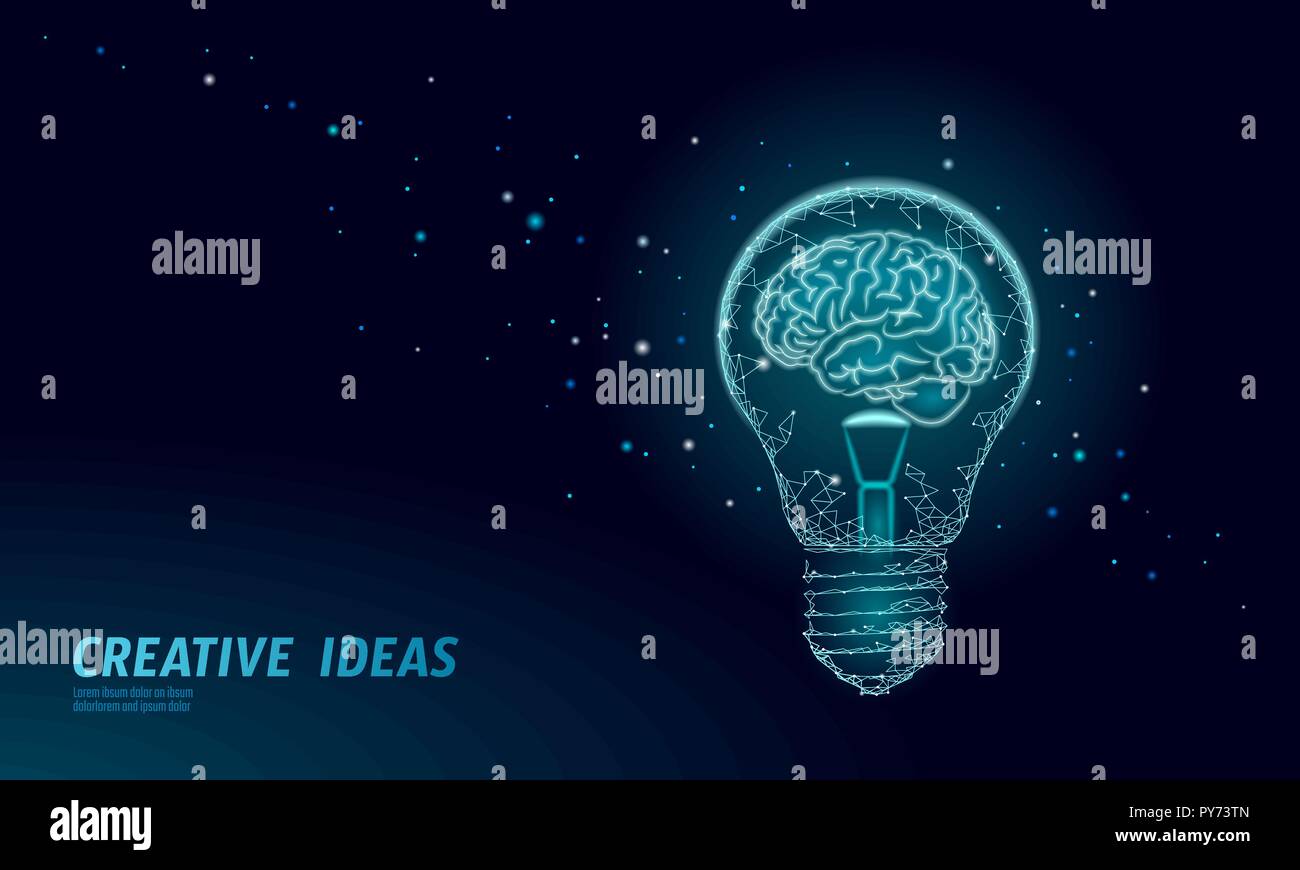 Menschliche Gehirn IQ Smart Business Konzept. E-learning nootropische Droge braingpower ergänzen. Brainstorm kreative Idee Projektarbeit Low Poly polygonalen Vector Illustration Stock Vektor