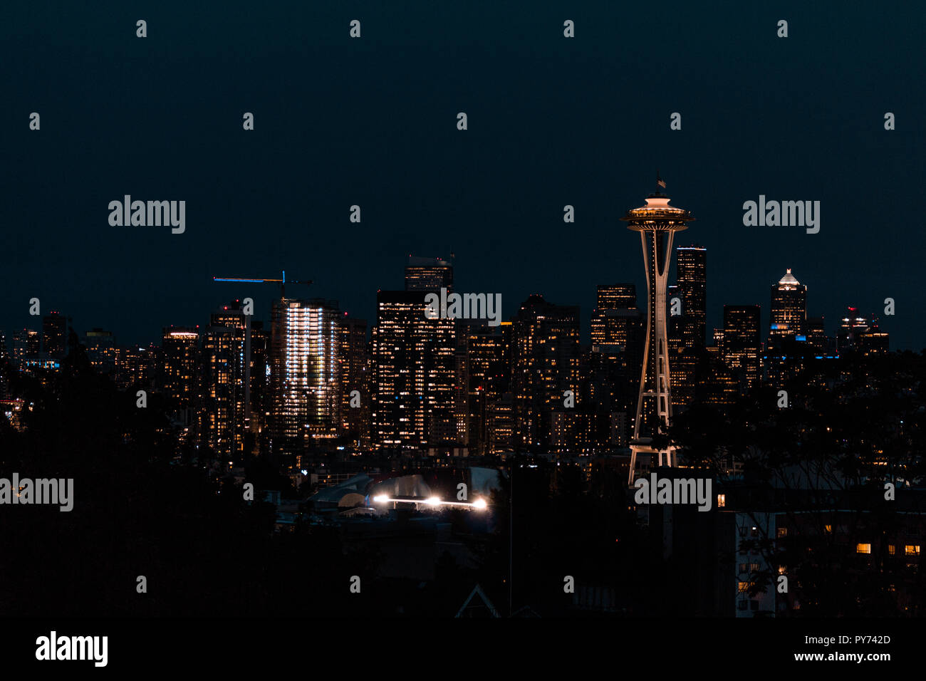 Seattle night skyline Stockfoto