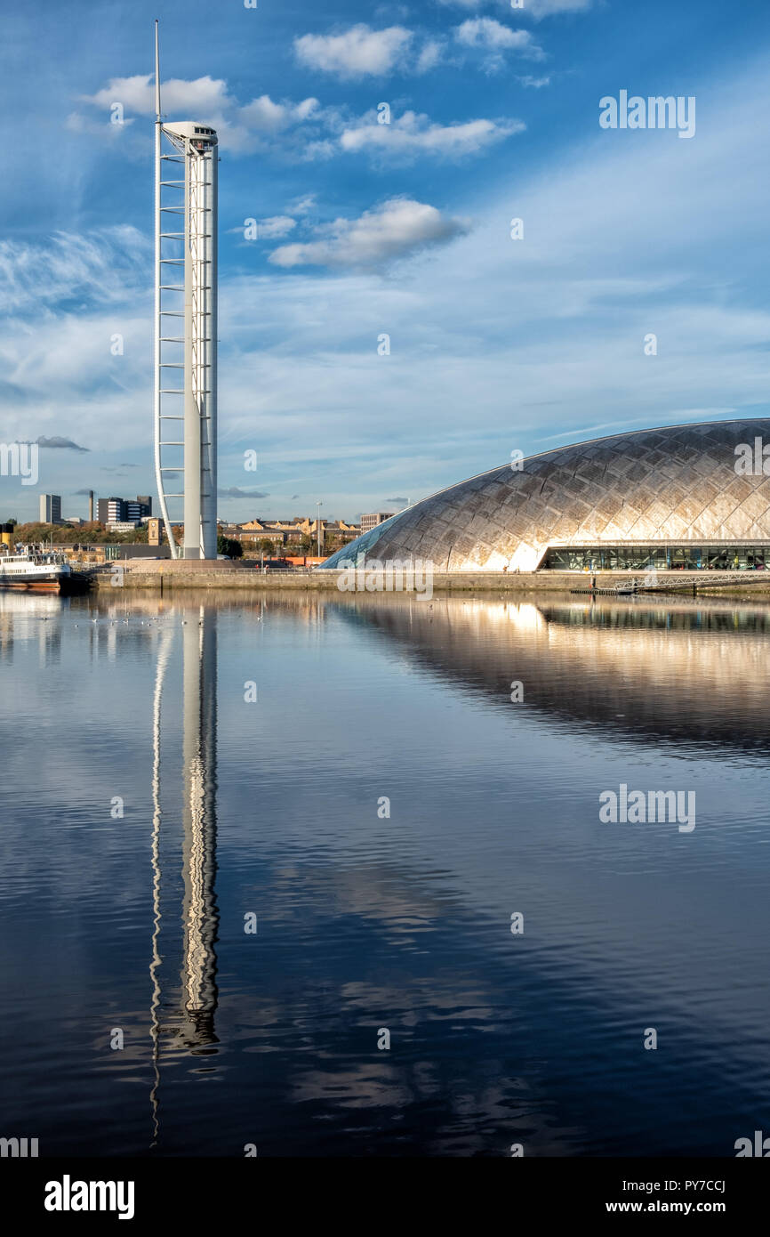 Glasgow Science Centre und Tower, Fluss Clyde, Glasgow, Schottland, Großbritannien Stockfoto