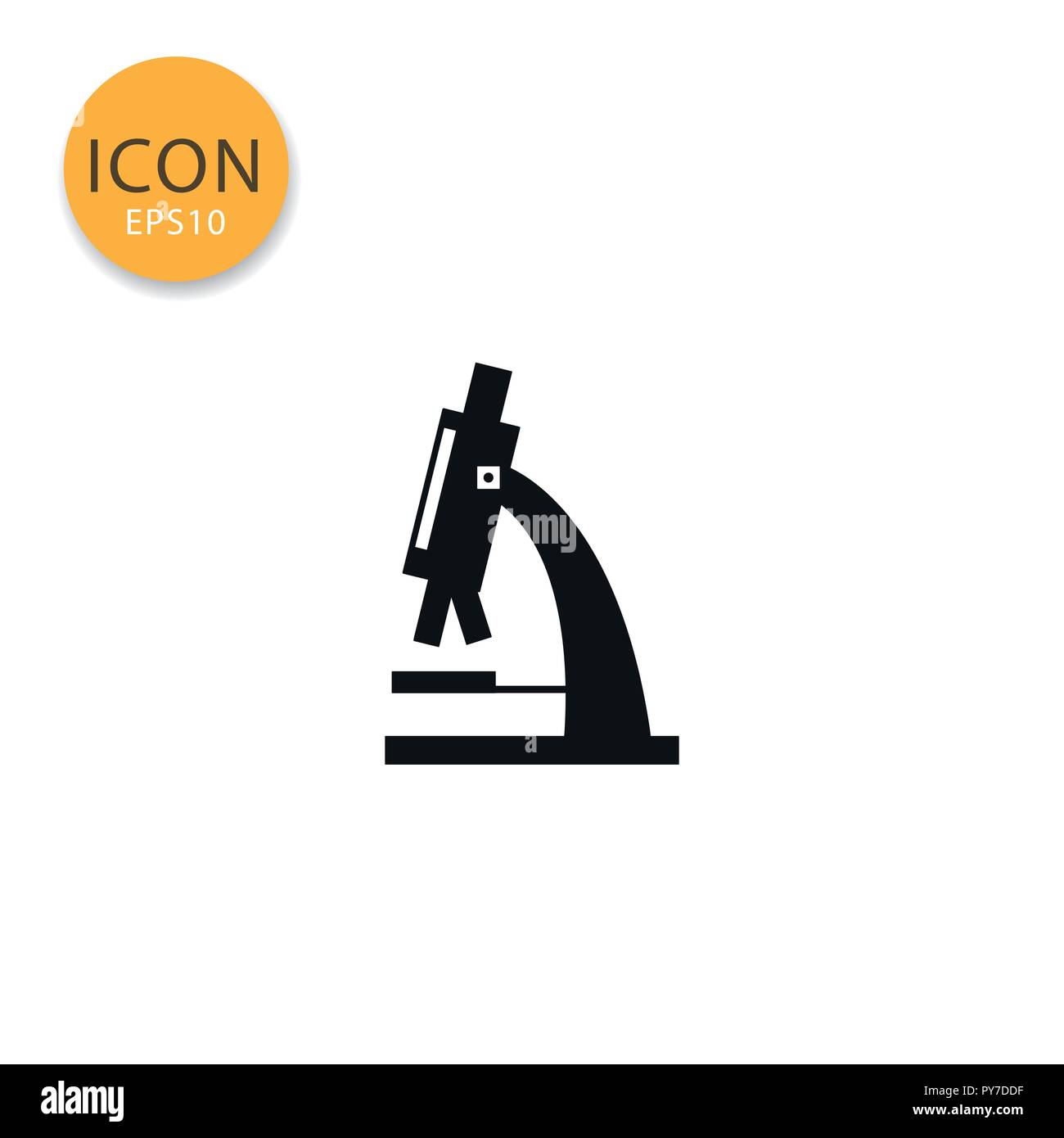 Mikroskop Symbol Flat Style in Schwarz Vector Illustration auf weißem Hintergrund. Stock Vektor