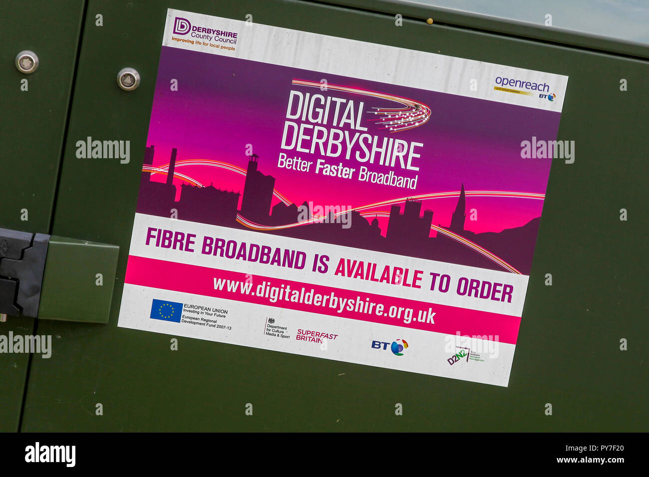 Digitale Derbyshire, schneller Breitband-Internetzugang in den ländlichen Gebieten ein Joint Venture mit der Bezirksverwaltung von Derbyshire und BT openreach, Derbyshire Stockfoto