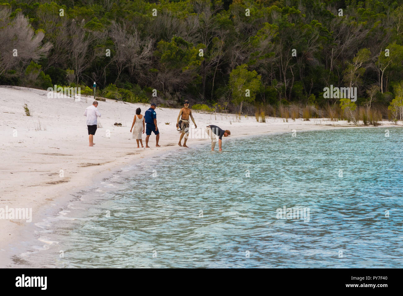 Fraser Island, Australien - 22. Oktober 2018: Prinz Harry am Rande des Lake Mackenzie Stockfoto