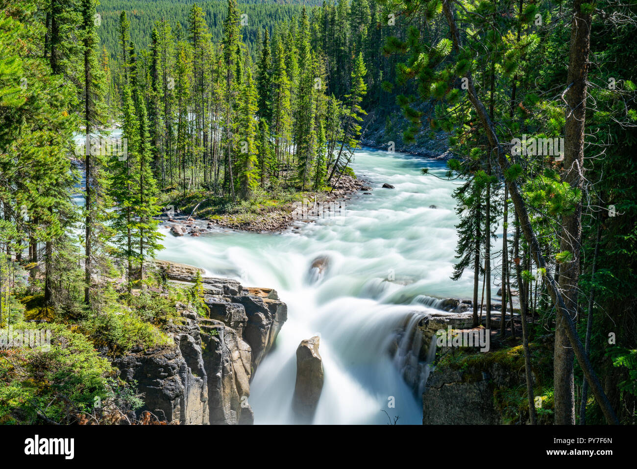 Schöne Sunwapta Falls, Jasper National Park, Alberta, Kanada Stockfoto