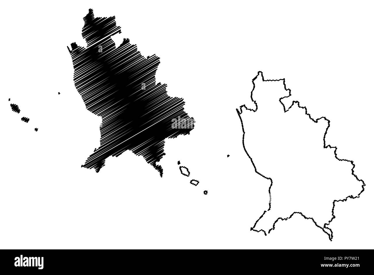 Nayarit (Vereinigte mexikanische Staaten, Mexiko, Bundesrepublik) Karte Vektor-illustration, kritzeln Skizze freier und souveräner Staat von Nayarit (Insel Marías Stock Vektor