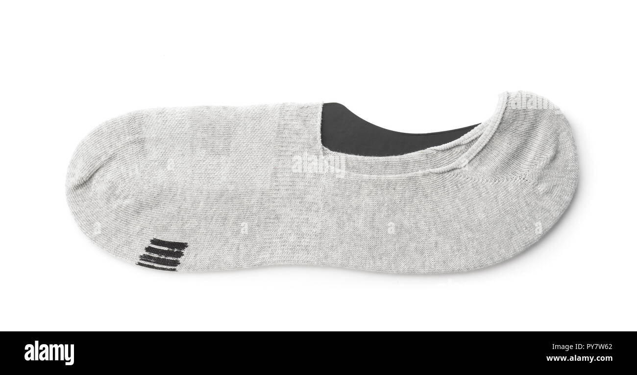 Männer grau unsichtbare Socken isoliert auf weißem Stockfoto