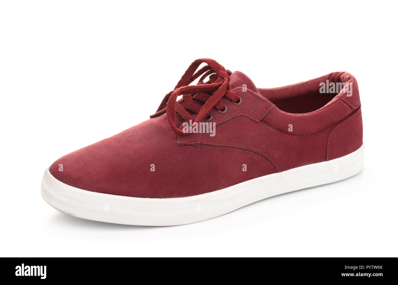 Single suede mens Schuh isoliert auf weißem Stockfoto