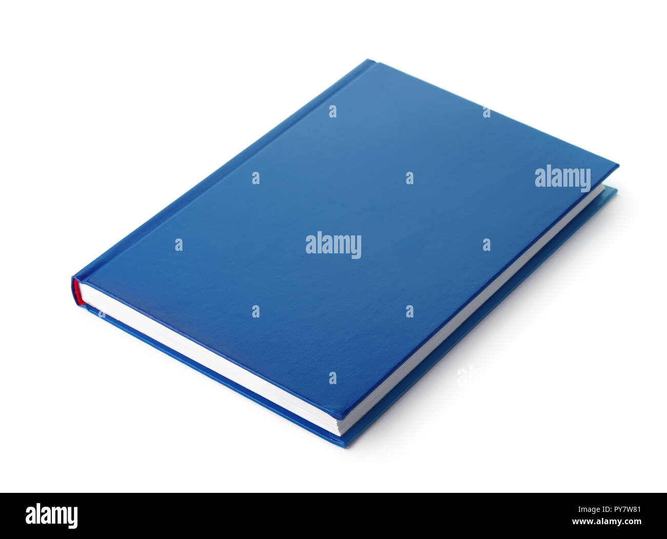 Blau Hardcover Buch isoliert auf weißem Stockfoto