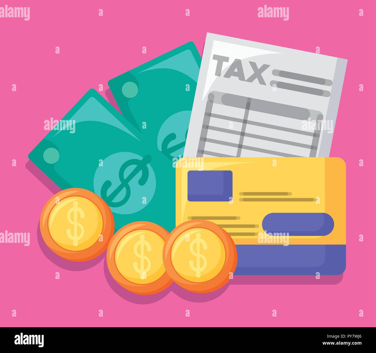 Steuern mit Wirtschaft und finanzielle Symbole Vector Illustration Design Stock Vektor