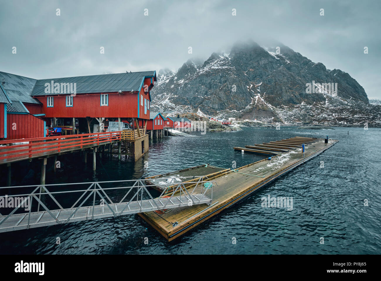Ein Dorf auf den Lofoten Inseln, Norwegen Stockfoto