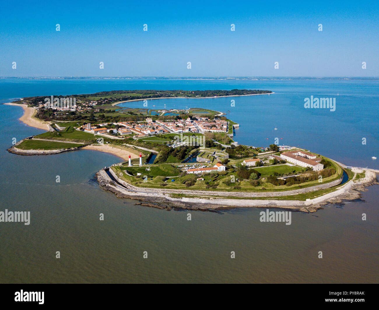 Luftaufnahme der "Ile d'Aix" Insel (vor den Küsten von Frankreich) Stockfoto