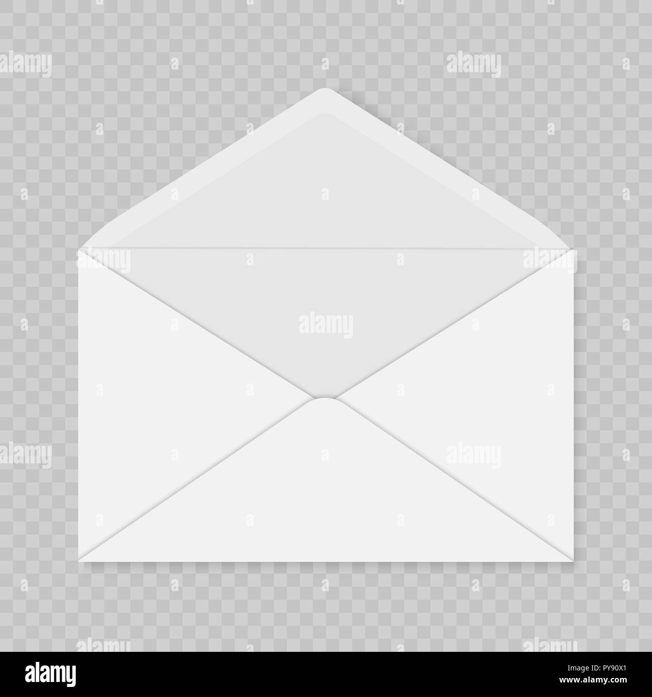 Mail Umschlag Schablone über transparenten Hintergrund. Grußkartenvorlage Stock Vektor