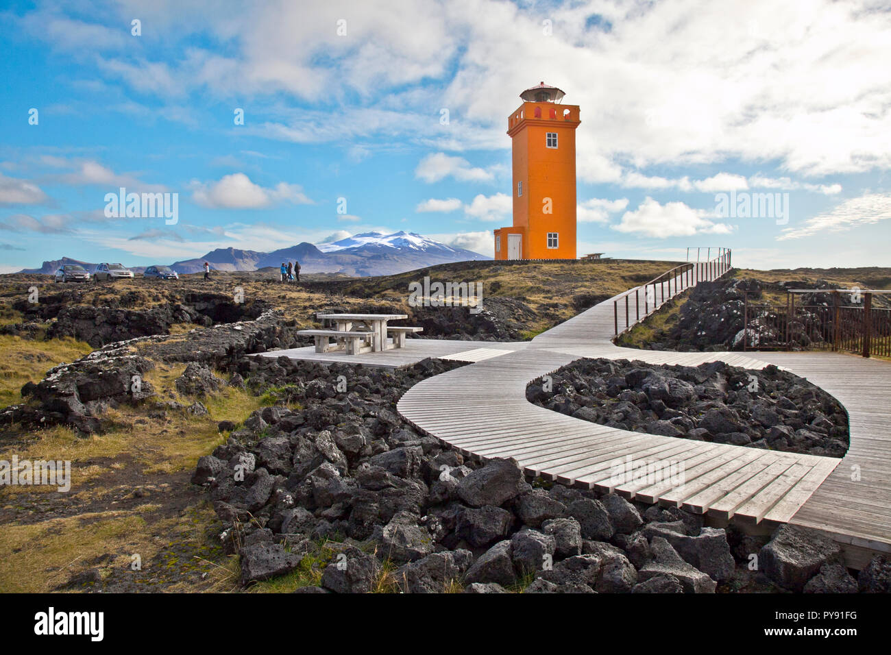Leuchtturm in Island Stockfoto