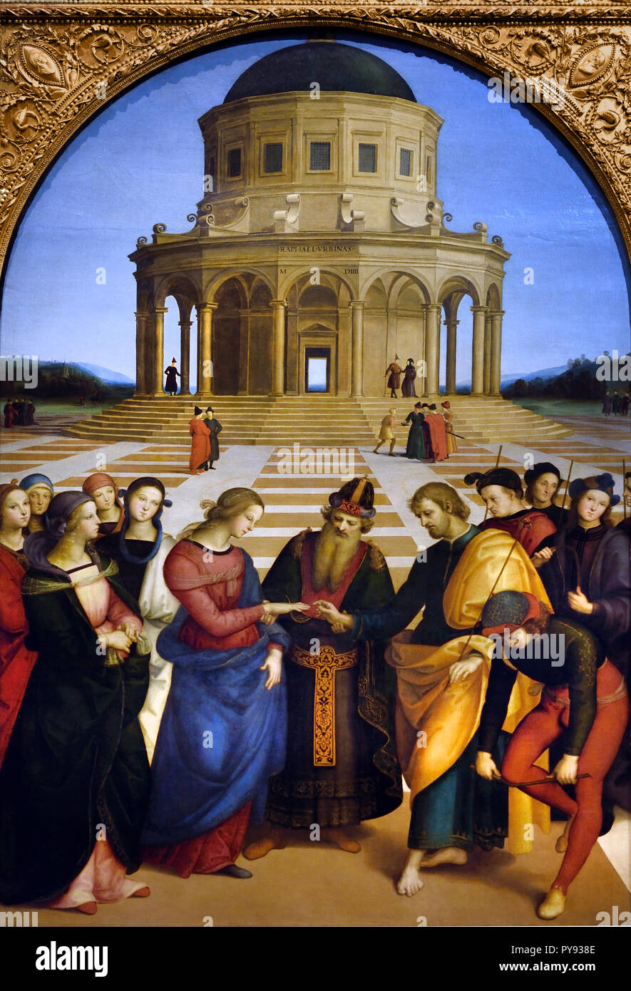 Die Ehe der Jungfrau 1504 von Raffaello Sanzio (Raphael) actif 1483-1520 15./16. Jahrhundert, Italien, Italienisch. Stockfoto