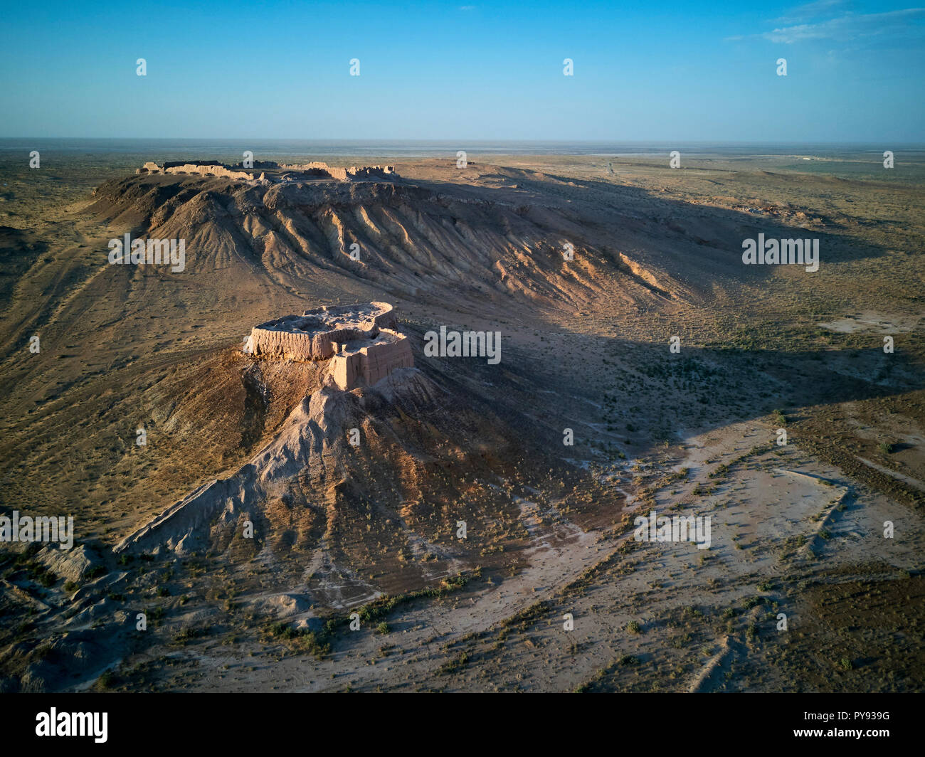 Ouzbekistan, Region de Karakalpakstan, Les citadelles du desert, Ayaz Qala//Usbekistan, Provinz Karakalpakstan, Wüste, Zitadelle, Ayaz Kala Stockfoto