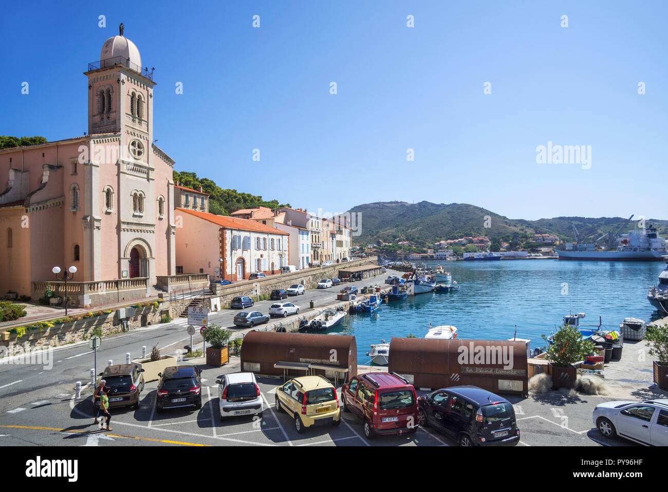 Église Notre-Dame de Bonne Nouvelle Kirche in Collioure, mediterranen Fischerhafen entlang der Côte Vermeille, Pyrénées-Orientales, Frankreich Stockfoto