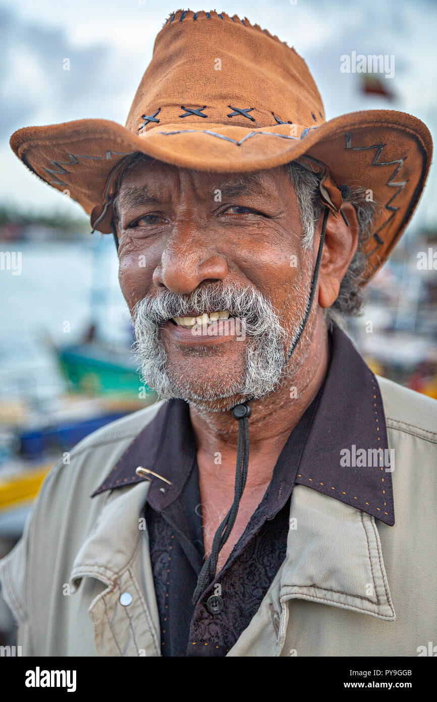 Porträt von einem lokalen Fischer, in Negombo, Sri Lanka Stockfoto