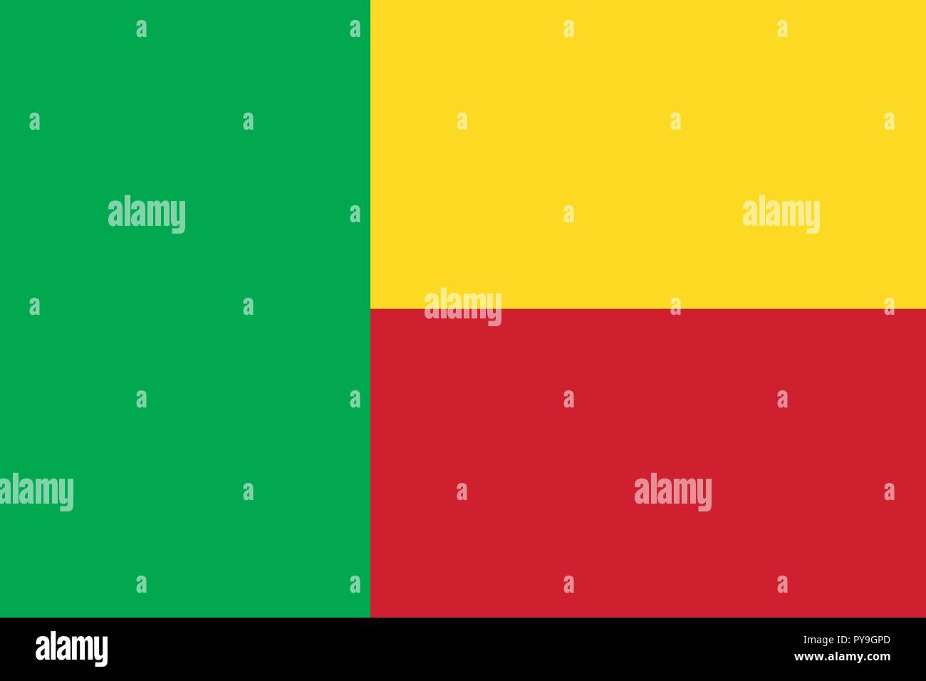 Vektor Bild für Benin Flagge. Auf der Grundlage der Offiziellen und dem genauen Benin Flagge Abmessungen (3:2) & Farben (354 c, 186 c und 115 C) Stock Vektor