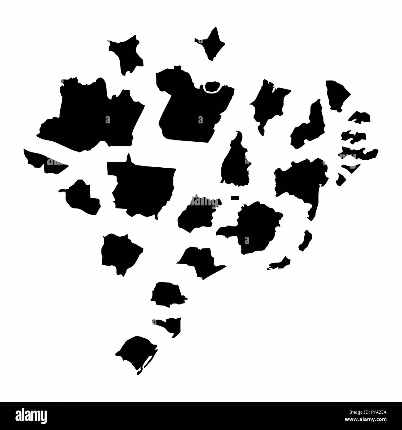 Die Karte von Brasilien in Mitgliedstaaten fragmentiert Stock Vektor