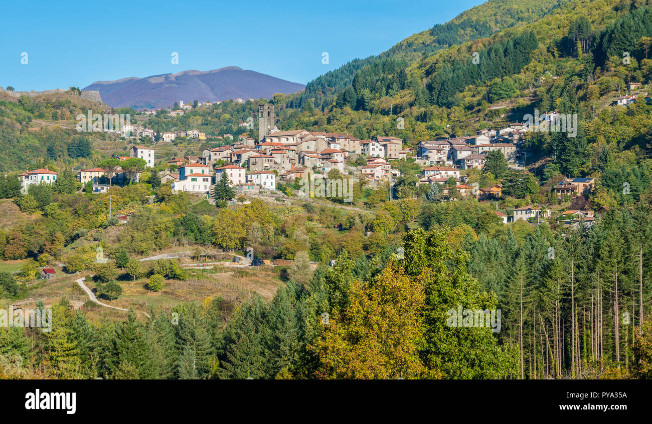 San Romano in Garfagnana, in Den Appenino Tosco Emiliano National Park. Provinz Lucca, Toskana, Italien. Stockfoto