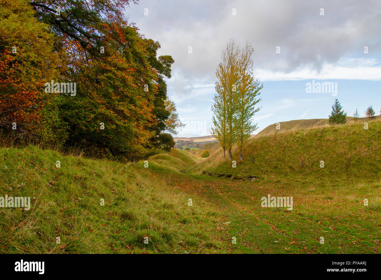 Blick nach Westen von Asche Steinbruch, gewohnt im Herbst Stockfoto