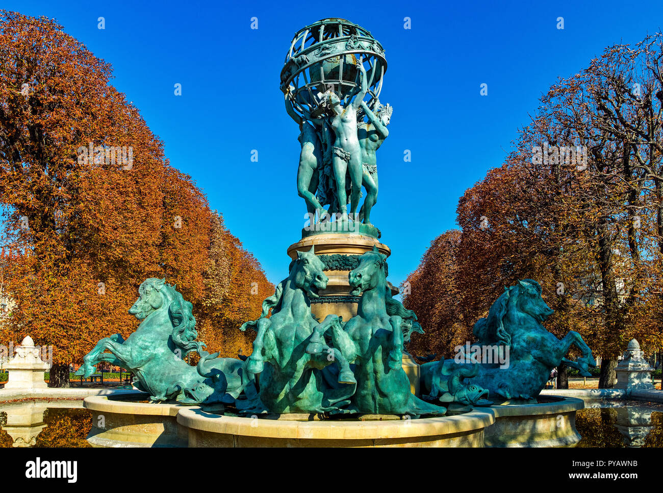 Frankreich Paris, Luxemburg Gärten, Brunnen der Informationsstelle Stockfoto