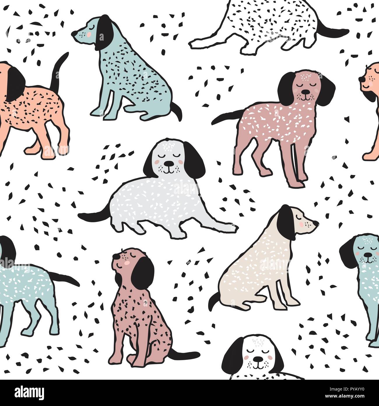 Kindisch nahtlose Muster mit Hunden. Cute Baby design Hintergrund Stock Vektor