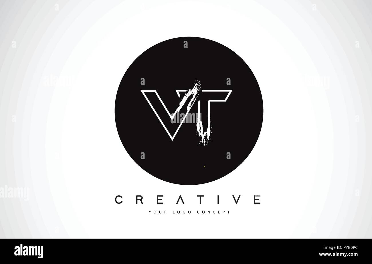 VT Moderne Leter Logo Design mit schwarzen und weissen Monogramm. Kreatives Schreiben Logo Bürste Monogramm Vektor Design. Stock Vektor