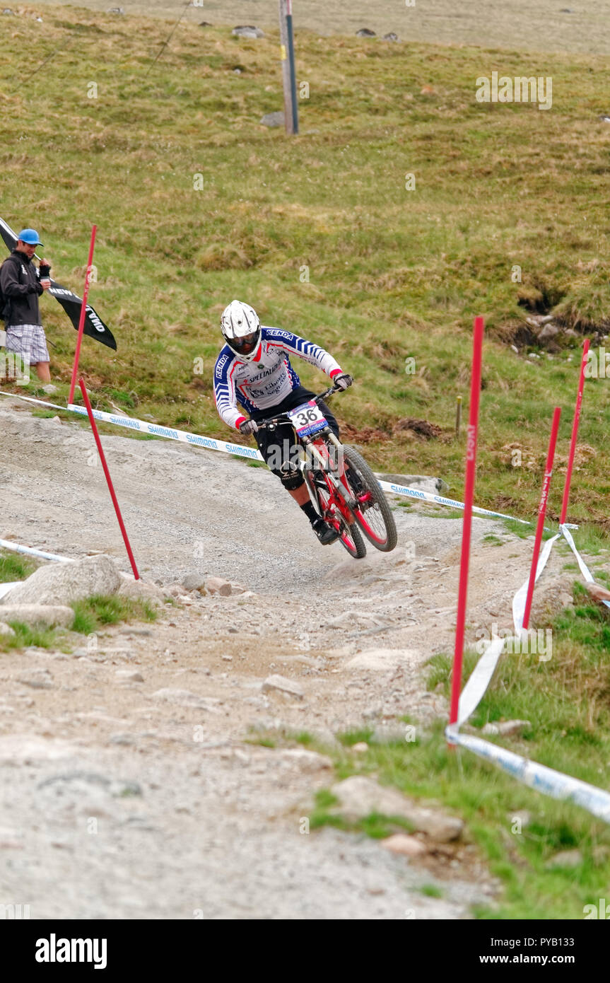 Fort William, Schottland, Vereinigtes Königreich - 2010/06/06: UCI World Cup MTB Downhill in der Nähe von Fort William Stockfoto