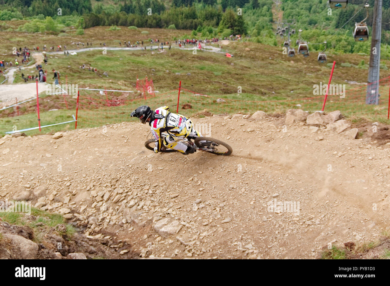 Fort William, Schottland, Vereinigtes Königreich - 2010/06/06: UCI World Cup MTB Downhill in der Nähe von Fort William Stockfoto