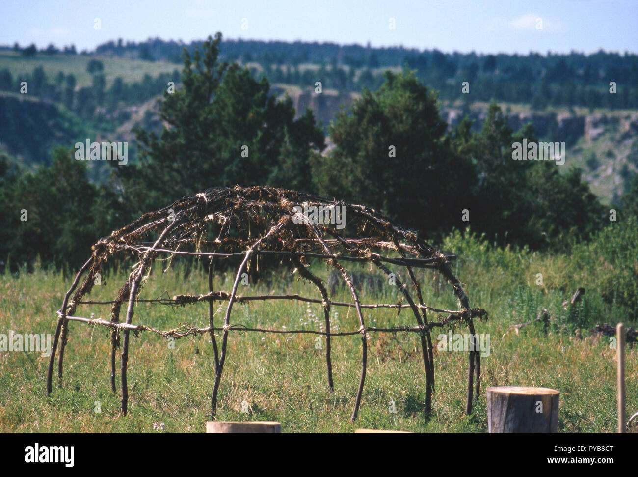 Rahmen der Sioux Schwitzhütte, Black Hills von South Dakota. Foto Stockfoto