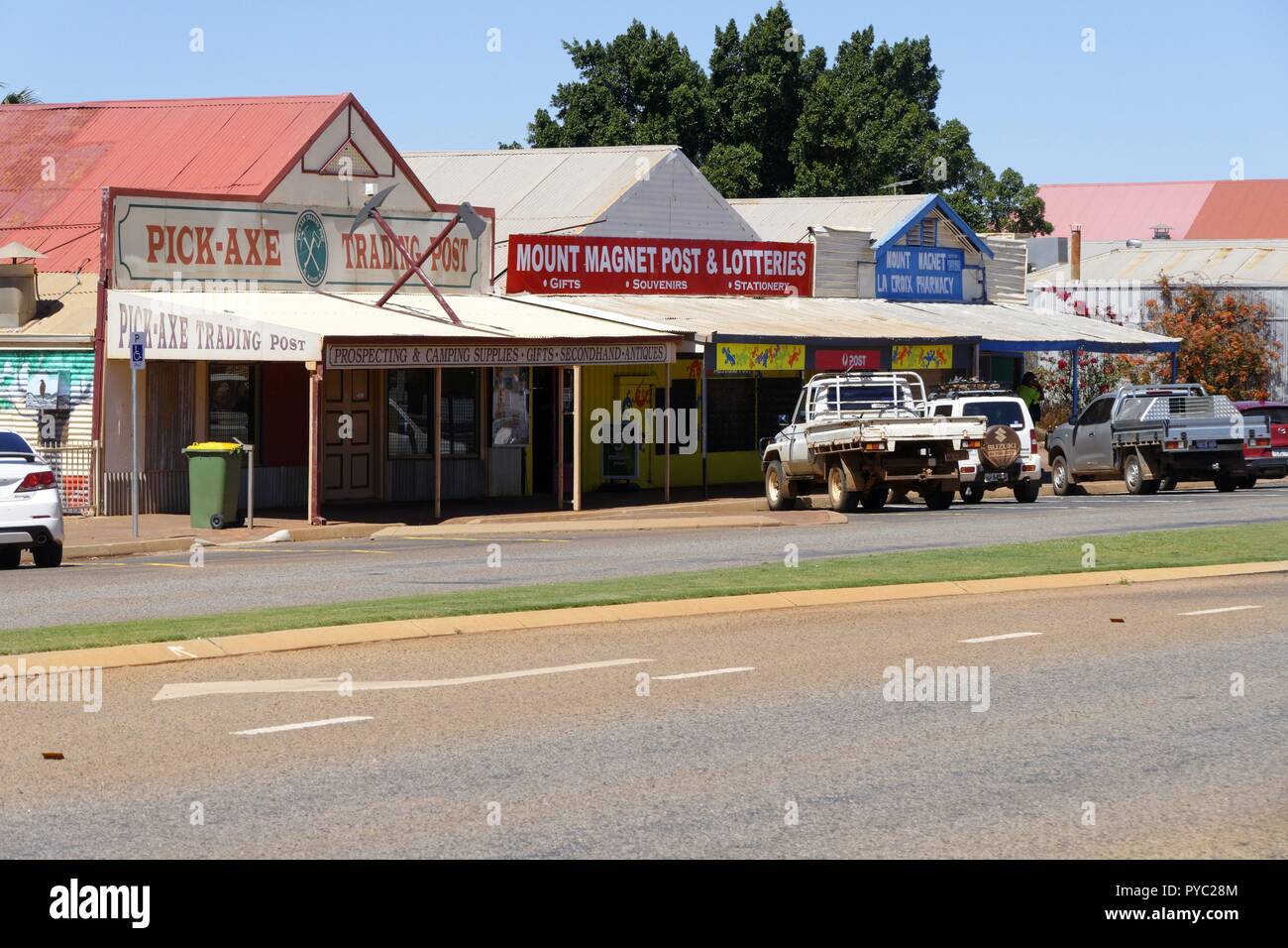 Australische Goldgräberstadt Architektur und Geschäfte, Mount Magnet, Murchison, Western Australia | Verwendung weltweit Stockfoto
